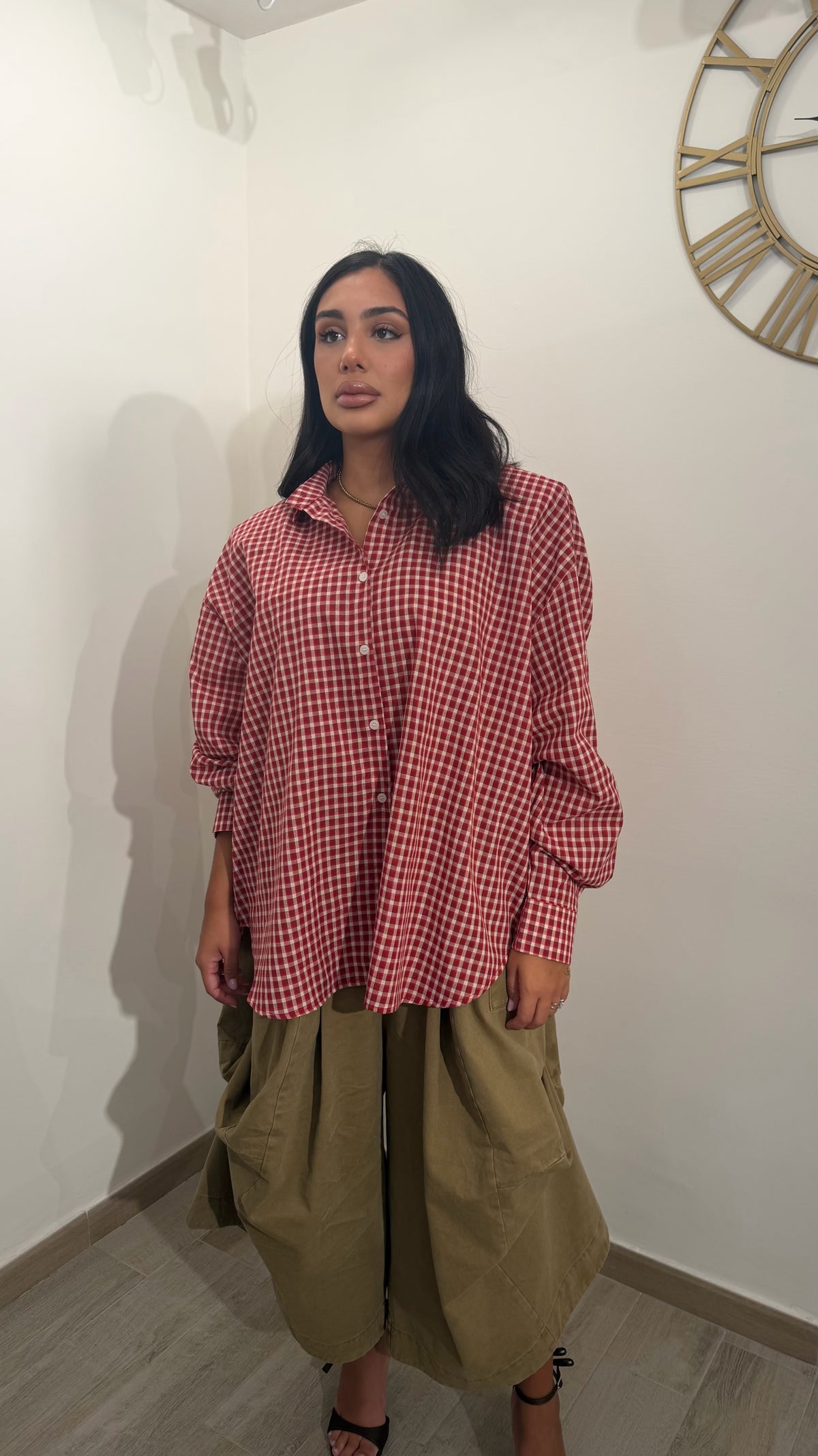 Camicia A Quadri Con Spalline