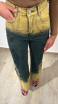 Jeans bicolore a zampa