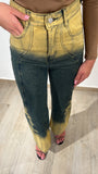 Jeans bicolore a zampa
