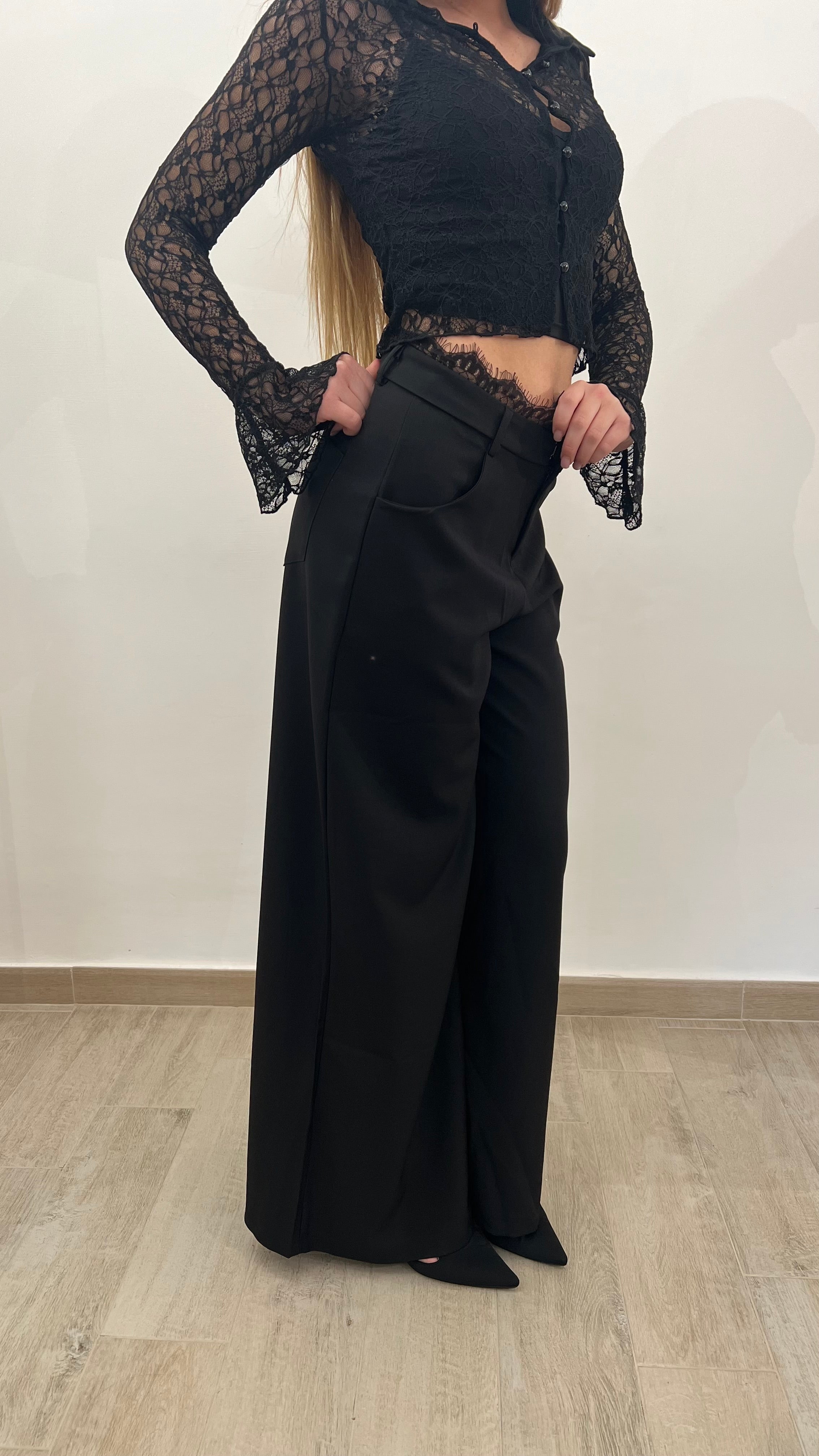 Pantalone Con Inserti In Pizzo