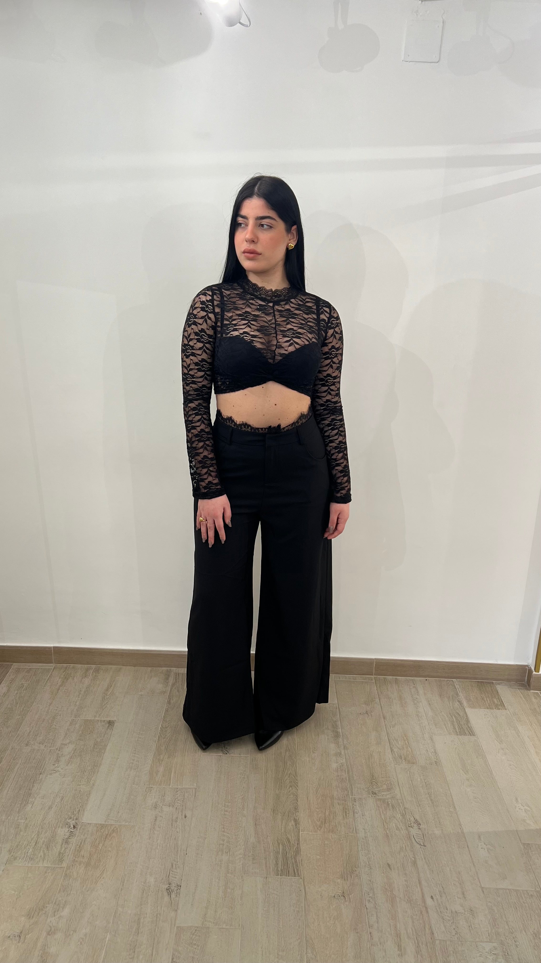 Pantalone con inserti in pizzo