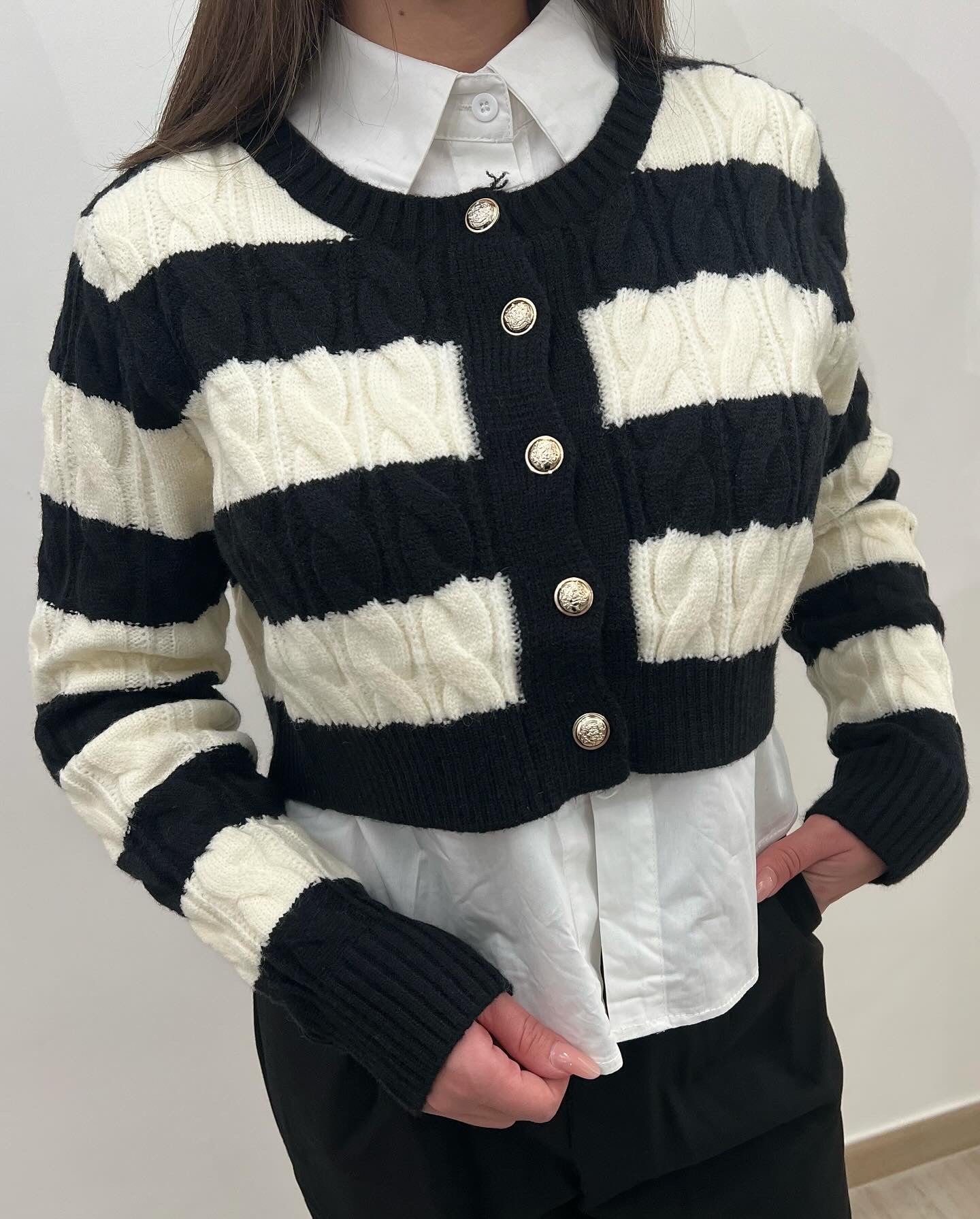 Cardigan Righe +Camicia