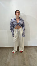 Panta laccio In Misto Lino