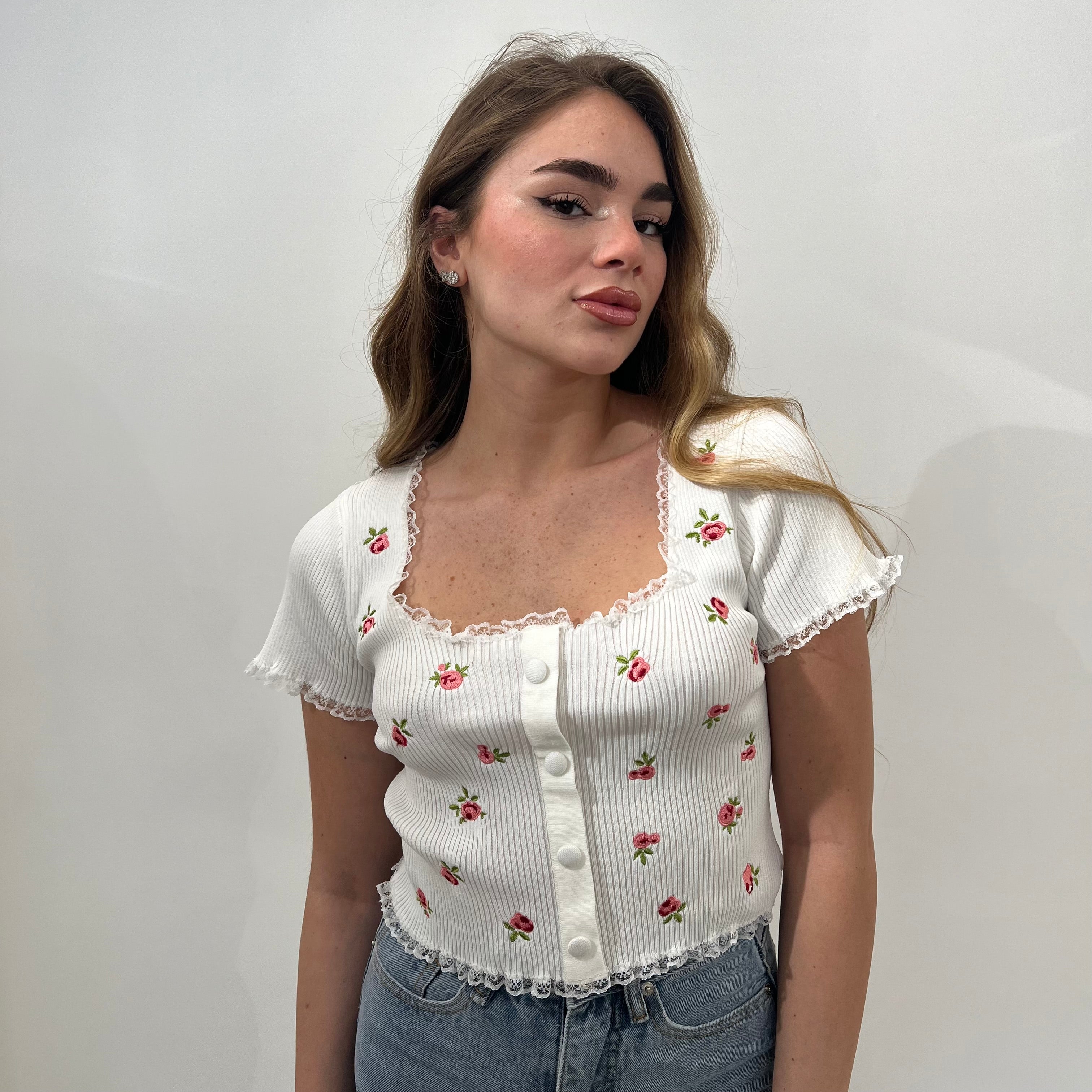 Maglia Costine Fiori