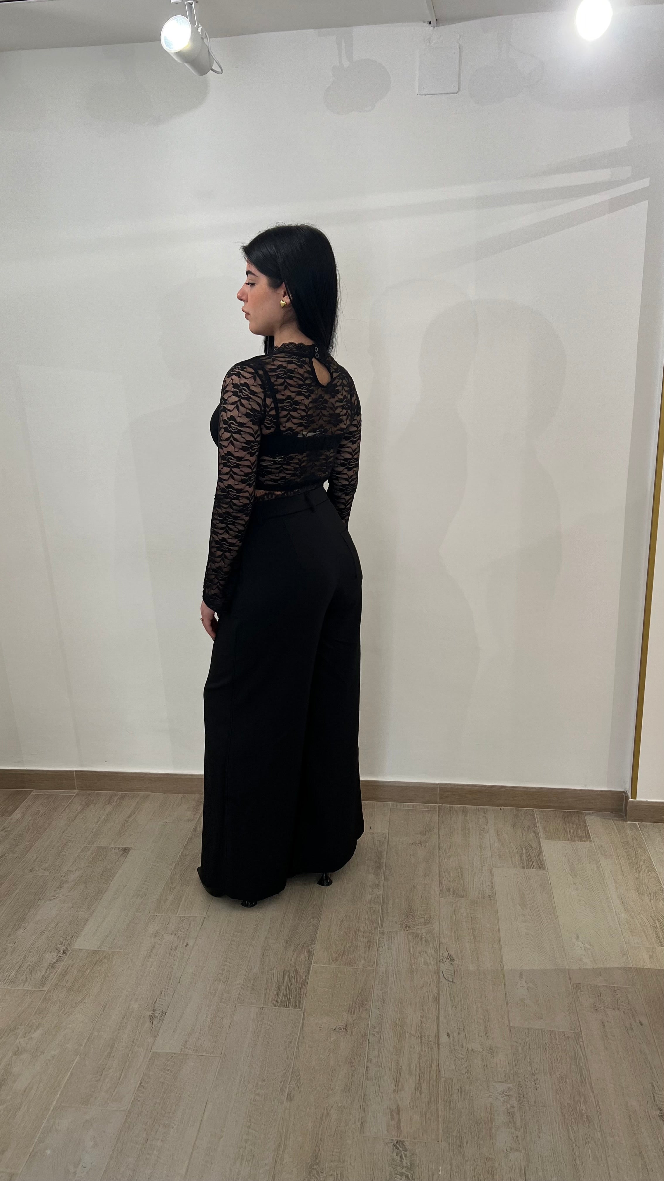 Pantalone con inserti in pizzo