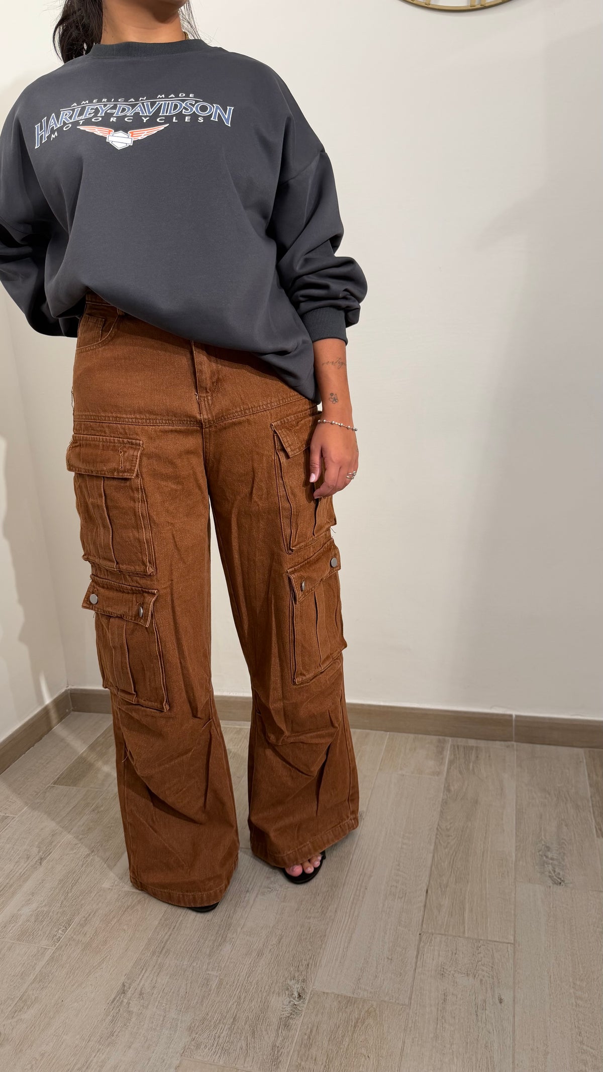Jeans cargo coccio