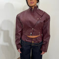 Biker Crop Bordeaux Ecopelle
