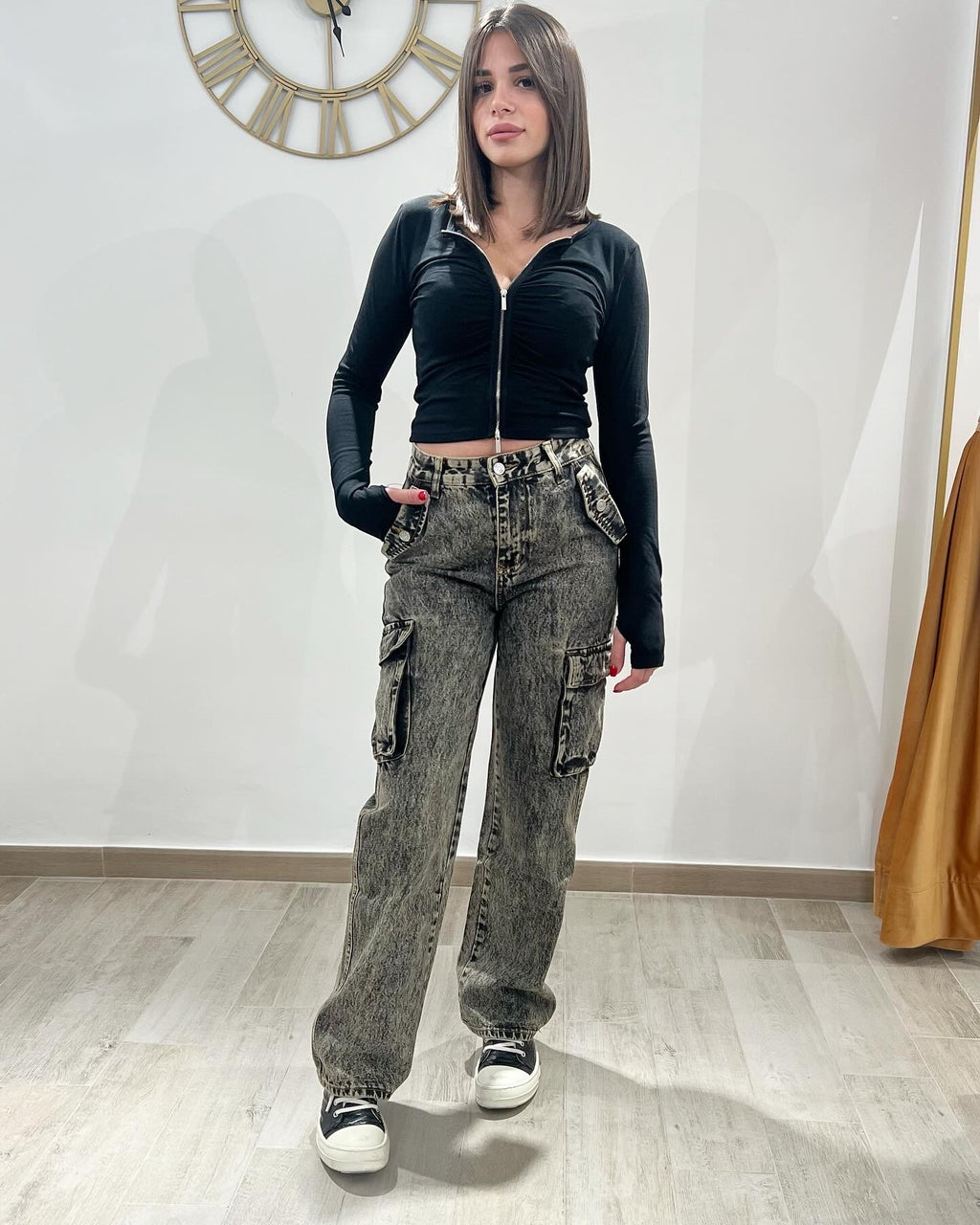 Jeans cargo sabbia