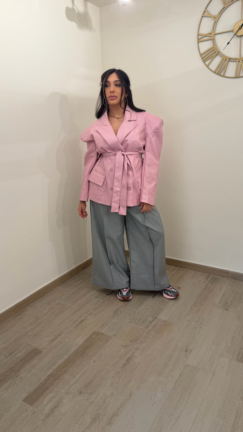 Blazer Con Spalline Rosa