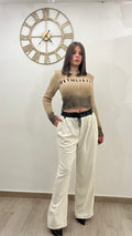 Pantalone di lana                                   Con bustino di ecopelle