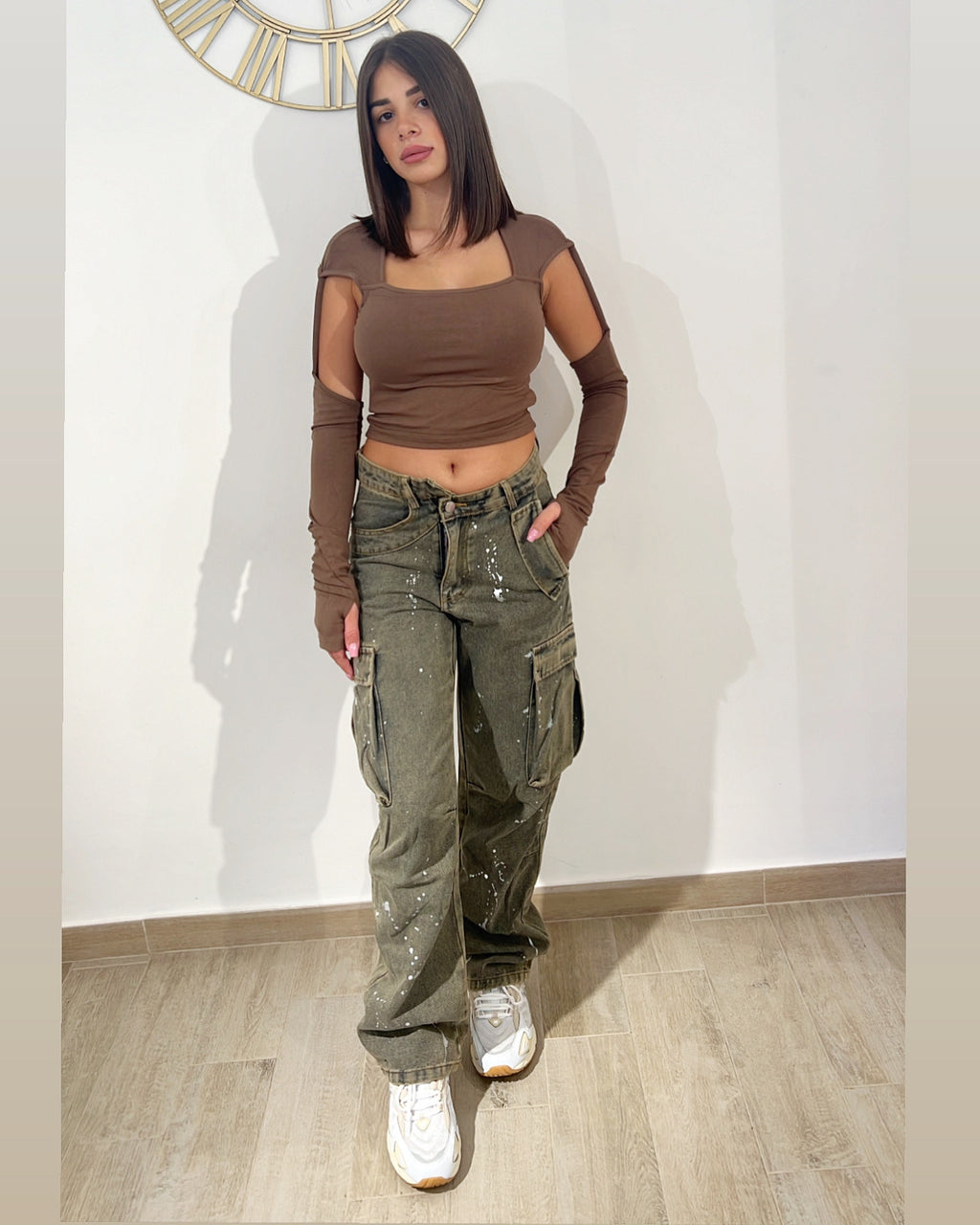 Jeans cargo sabbia
